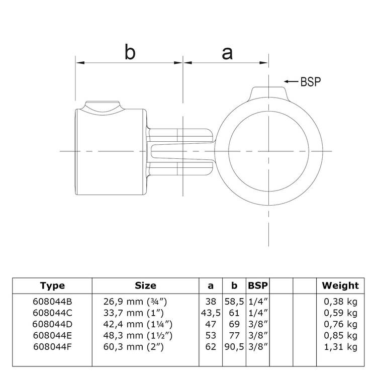 Buiskoppeling Enkel scharnierstuk-C / 33,7 mm